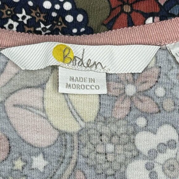 Boden Dress US Size 12L Olive Floral Button Front Pockets Cotton Modal Retro - Picture 5 of 16